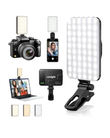 Ring light portátil para celular, com suporte flexível e para clipe
