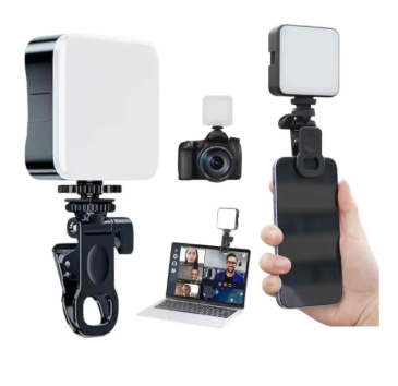 Ring light portátil para celular, com suporte flexível e para clipe